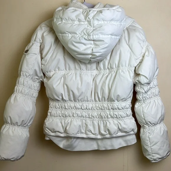 Hybris Y2K Made in Italy white down puffer jacket ruched 36 XS - Picture 5 of 11